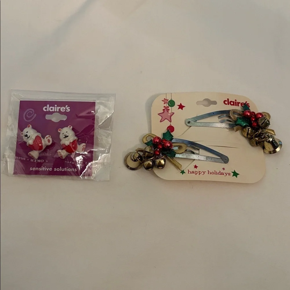 Bundle Girls Hair Accessories, Illusion Butterfly Necklace, Bear Heart Earrings